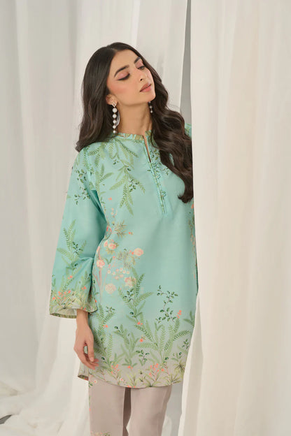 Teal Bloom Kurta Set with Dupatta for Women