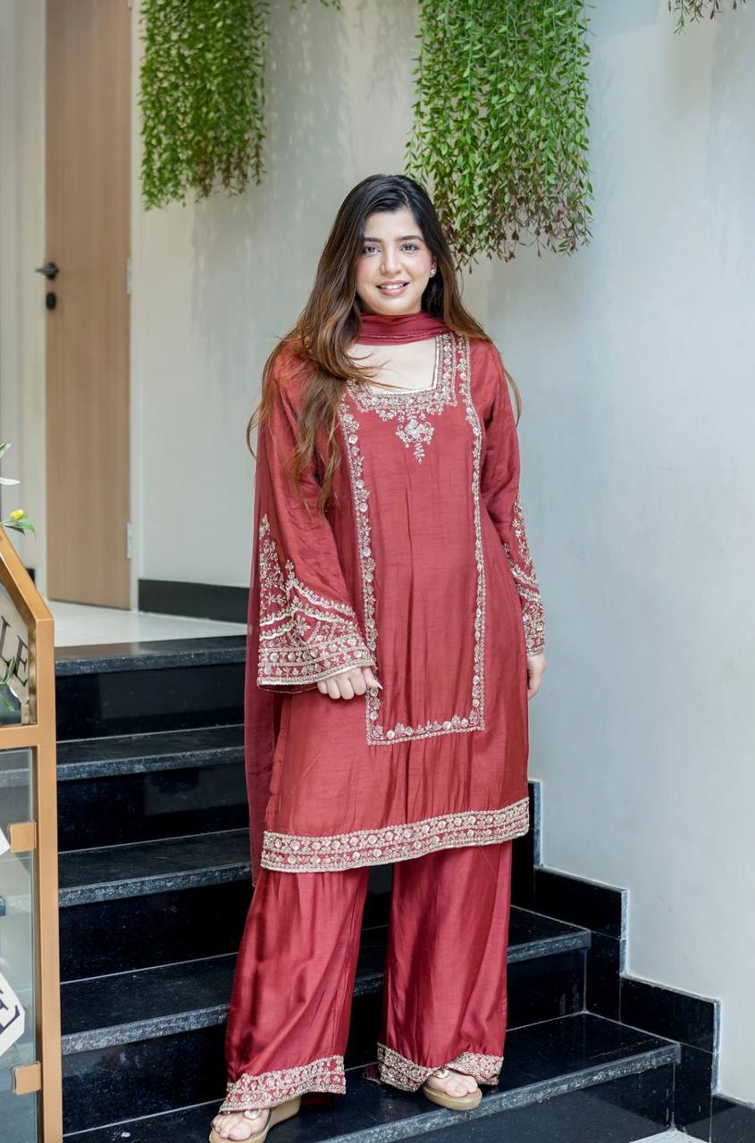 Regal Embroidered Tussar Silk Suit