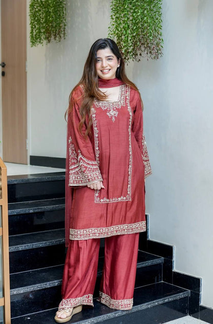 Regal Embroidered Tussar Silk Suit