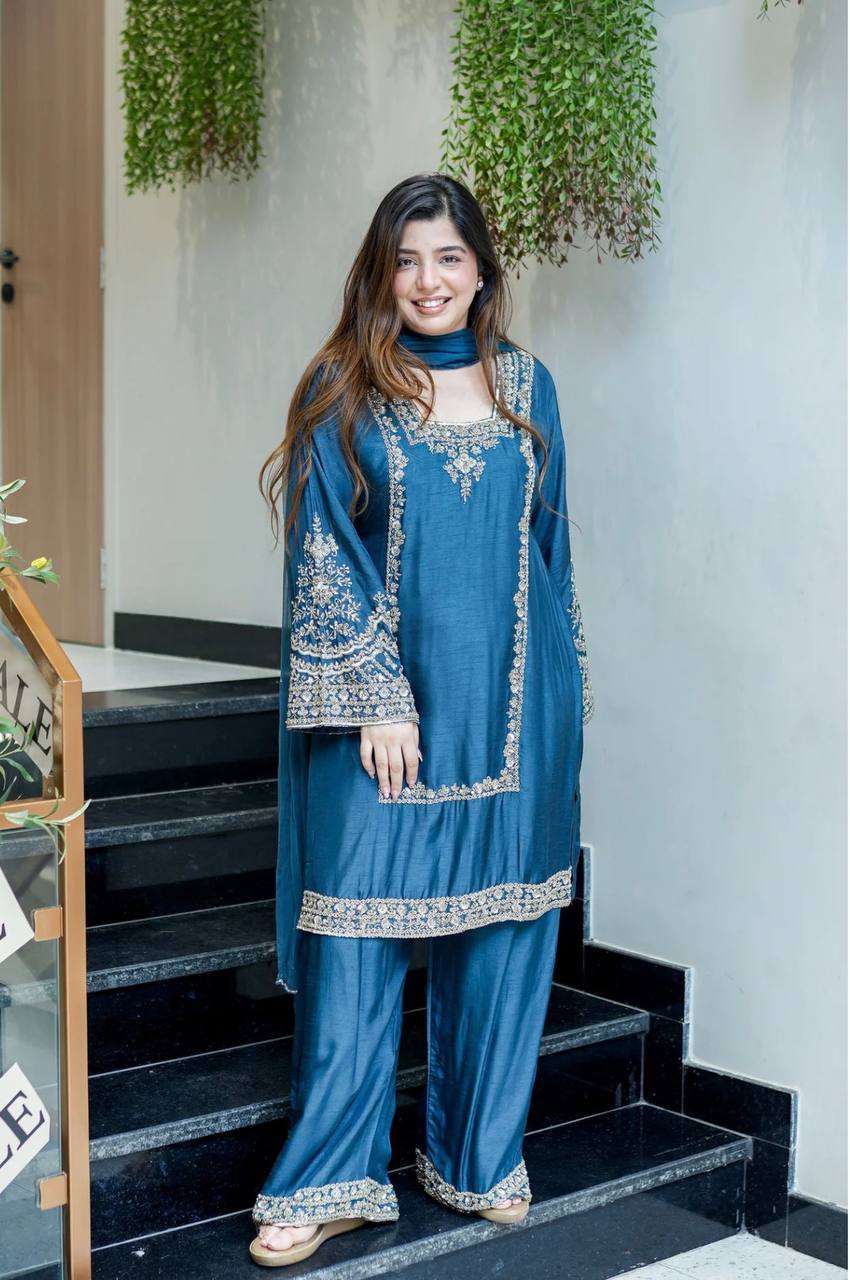 Regal Embroidered Tussar Silk Suit