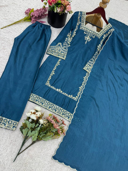 Regal Embroidered Tussar Silk Suit