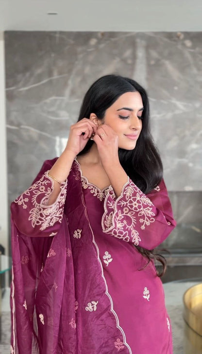 Elegant Embroidered Punjabi Suit Set with Dupatta