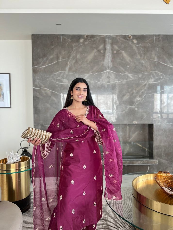 Elegant Embroidered Punjabi Suit Set with Dupatta