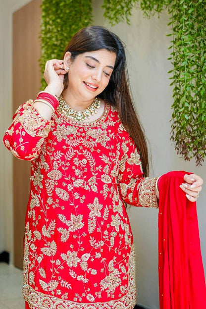 Heavy Embroidered Designer Sharara Suit with Dupatta